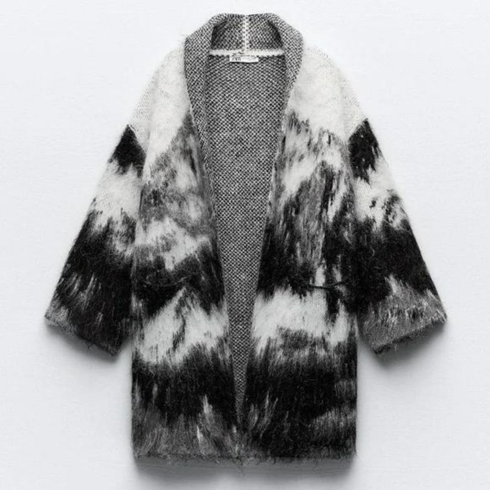 ZARA OPEN FRONT KNIT COAT - Picture 1 of 3
